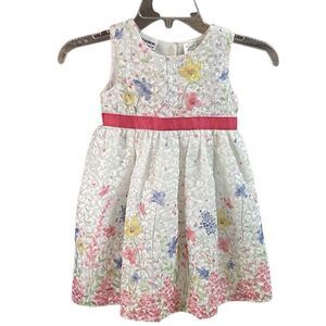 BLUEBERI BOULEVARD Toddler Girls Floral Butterfly Ribbon Trim Dress Size 4T